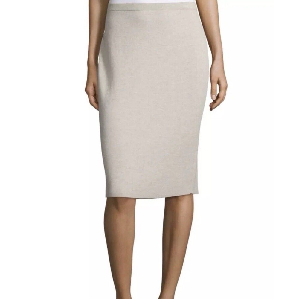 EILEEN FISHER Skirt THE ICONS Washable Wool Knit Crepe Icon Sea Salt NWT $198